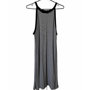 Old Navy Midi Dress Womens XL Black White Stripe XL Stretch Jersey Coastal